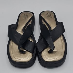 Franco Sarto Black and Gold Sandals